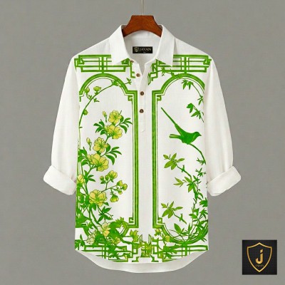 Men's Luxury Full Sleeve 100% Cotton Print Katua