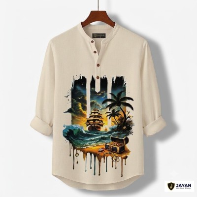 Men's Luxury Full Sleeve 100% Cotton Print Katua