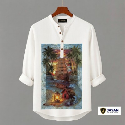 Men's Luxury Full Sleeve 100% Cotton Print Katua
