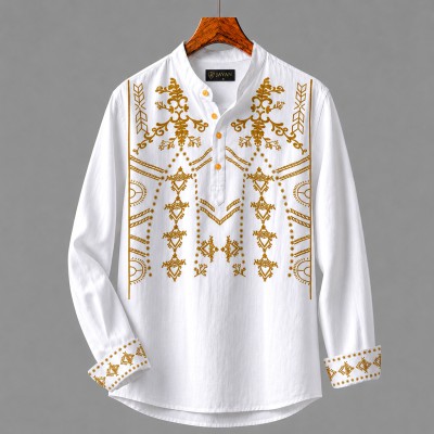 Men's Luxury Full Sleeve 100% Cotton Print Katua