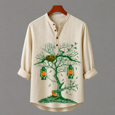 Men's Luxury Full Sleeve 100% Cotton Print Katua