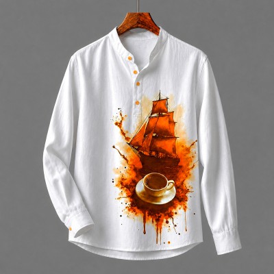 Men's Luxury Full Sleeve 100% Cotton Print Katua