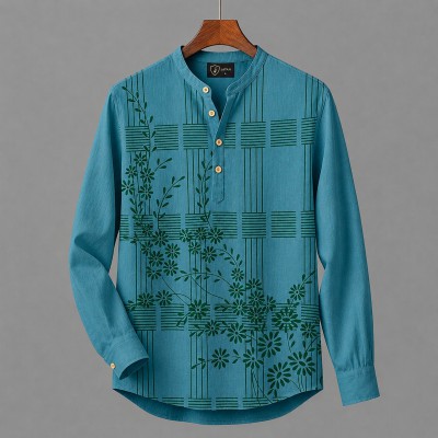 Men's Luxury Full Sleeve 100% Cotton Print Katua
