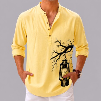 Men's Luxury Full Sleeve 100% Cotton Print Katua