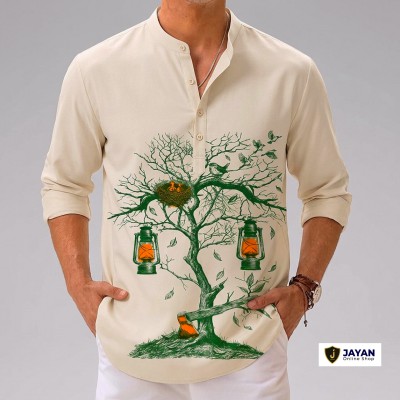 Men's Luxury Full Sleeve 100% Cotton Print Katua