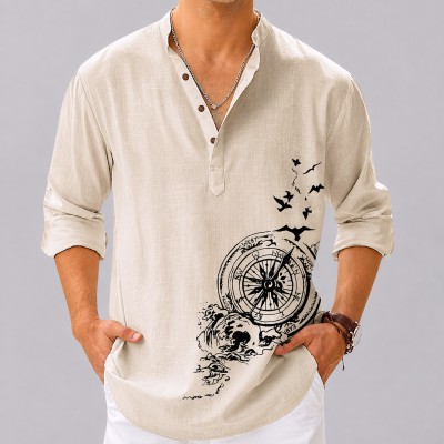 Men's Luxury Full Sleeve 100% Cotton Print Katua