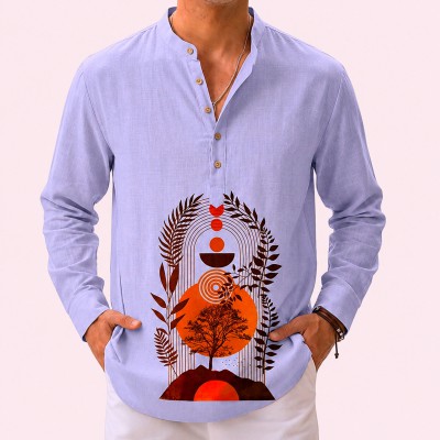 Men's Luxury Full Sleeve 100% Cotton Print Katua