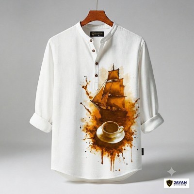 Men's Luxury Full Sleeve 100% Cotton Print Katua