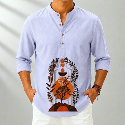 Men's Luxury Full Sleeve 100% Cotton Print Katua