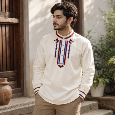 Luxury Full Sleeve 100% viscose Cotton Embroidery Katua