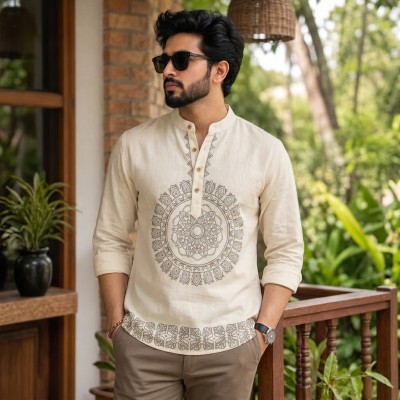 Men's Luxury Full Sleeve 100% Cotton Print Katua