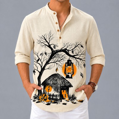 Men's Luxury Full Sleeve 100% Cotton Print Katua
