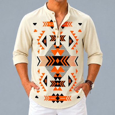 Men's Luxury Full Sleeve 100% Cotton Print Katua