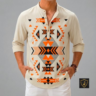 Men's Luxury Full Sleeve 100% Cotton Print Katua